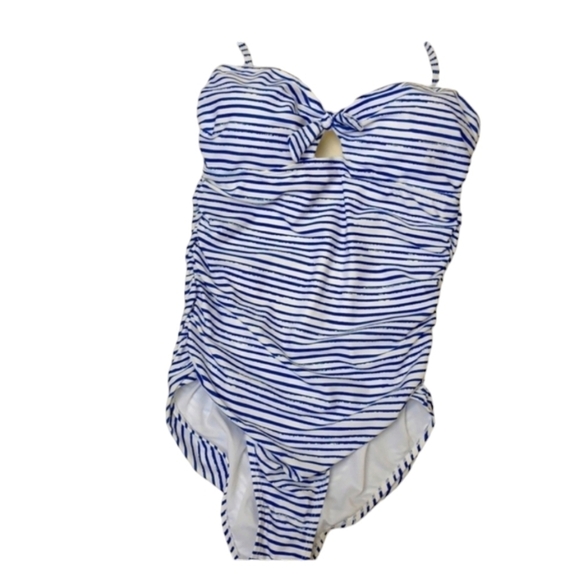 Nicole Miller Blue Stripe Halter Top Bikini Swimsuit Size 8 NWT - Picture 3 of 16